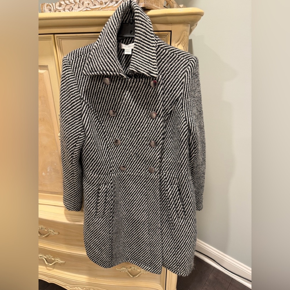 Women's Black and White Herringbone Coat